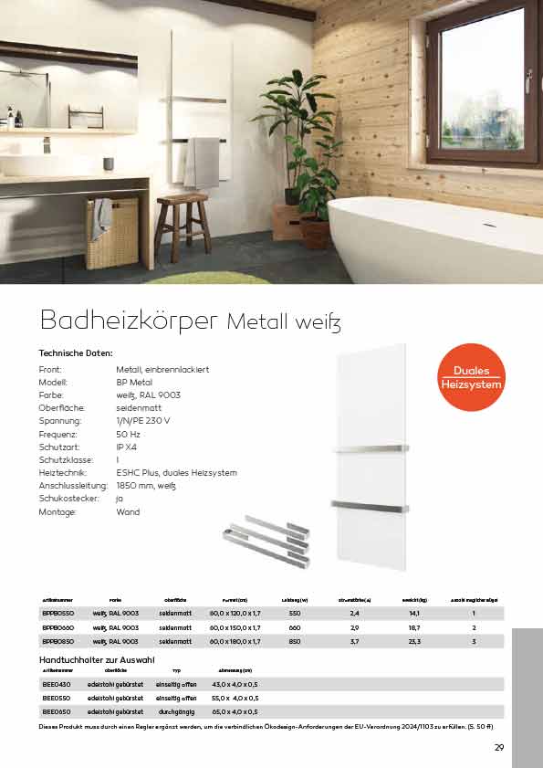 Bad-Infrarotheizung Handtuchhalter metall-weiss