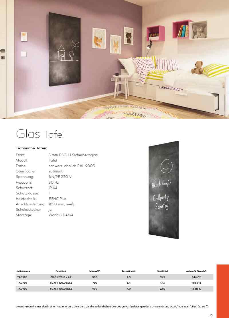 Infrarotheizung Glas Tafel Tafelheizung