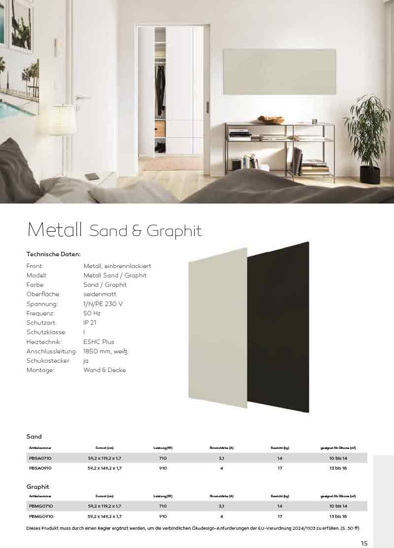 Infrarotheizung Metall Sand & Graphit