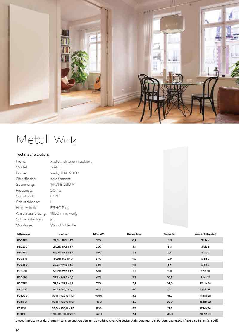 Infrarotheizung Metall Weiß